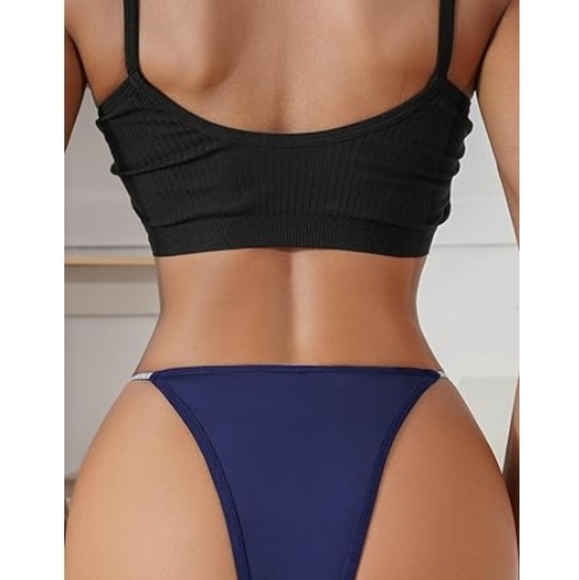 Milumia Women Lace Sexy Panties Underwear G-String Thongs Glitter Blue - Picture 4 of 7